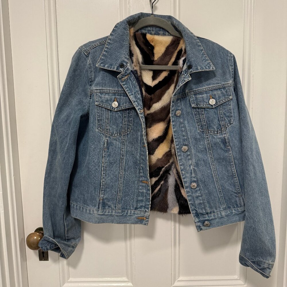 Glamourpuss Jean Jacket with Removable Fur Vest/Lining